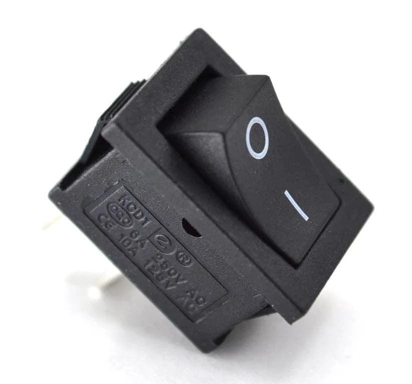 Dikdörtgen Siyah Elektrik Anahtarı 1-0 Işıksız Rocker 12V-220V