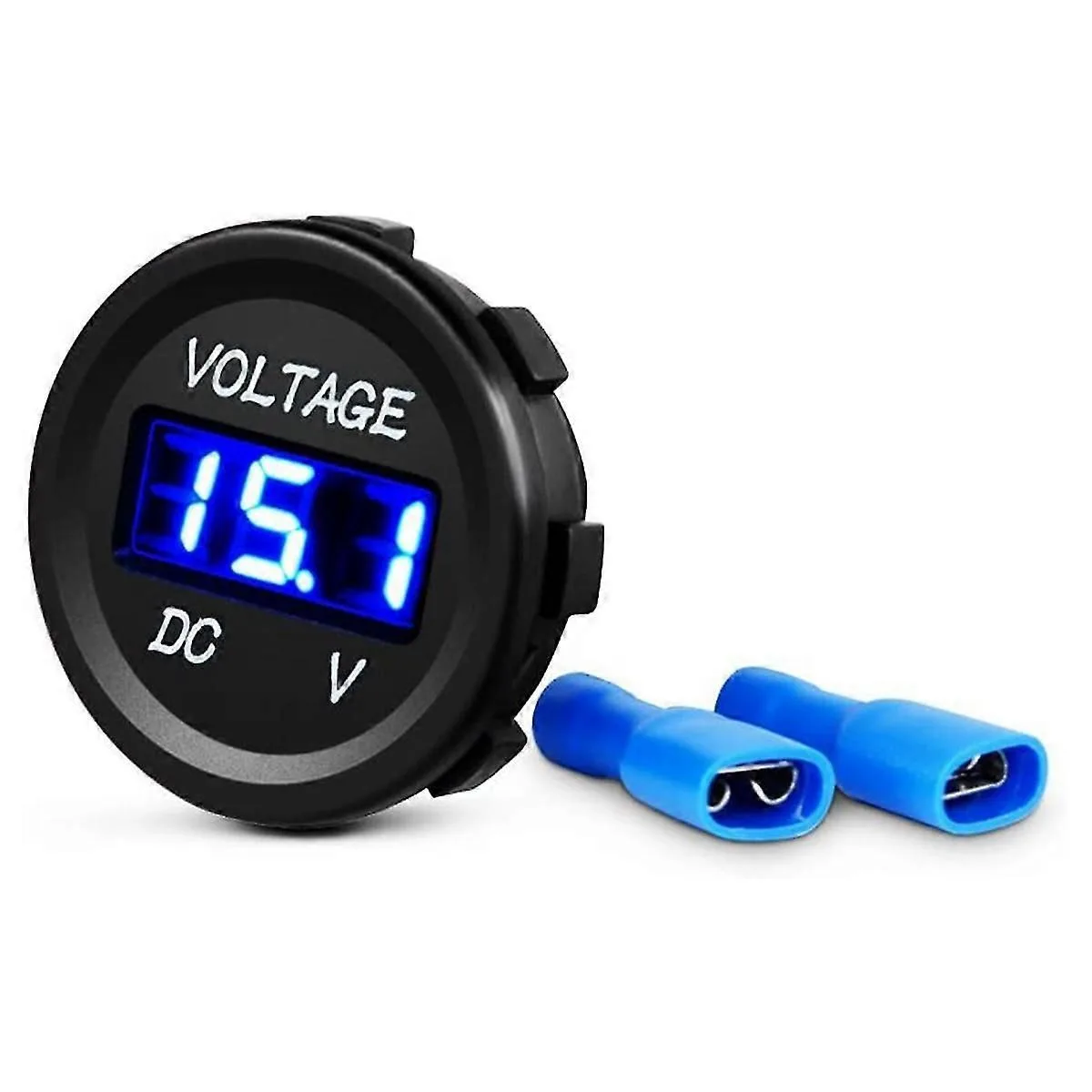12V 24V DC Voltmetre Yuvarlak Düz Mavi Rakam MT-GP01
