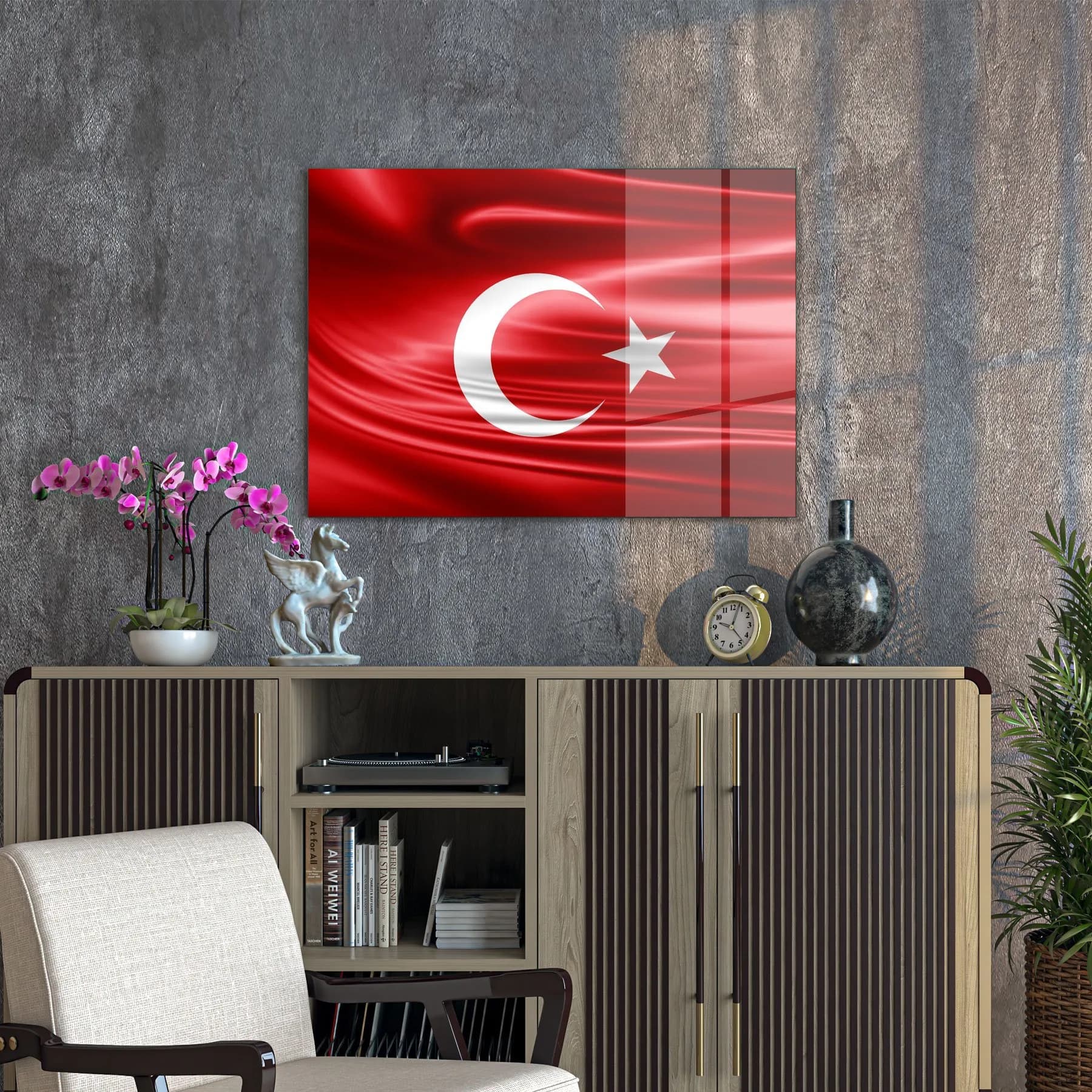Decovetro Cam Tablo Türk Bayrağı Desenli 50x70 cm