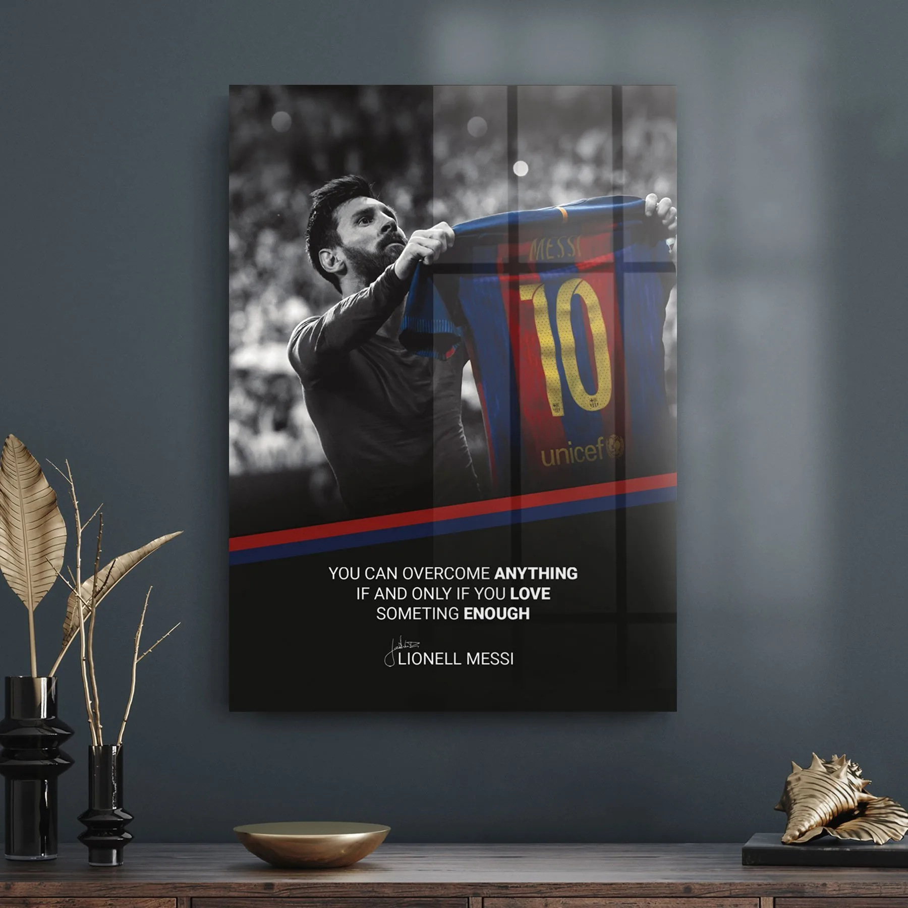Decovetro Cam Tablo Lionel Messi Motivational 70x100 cm