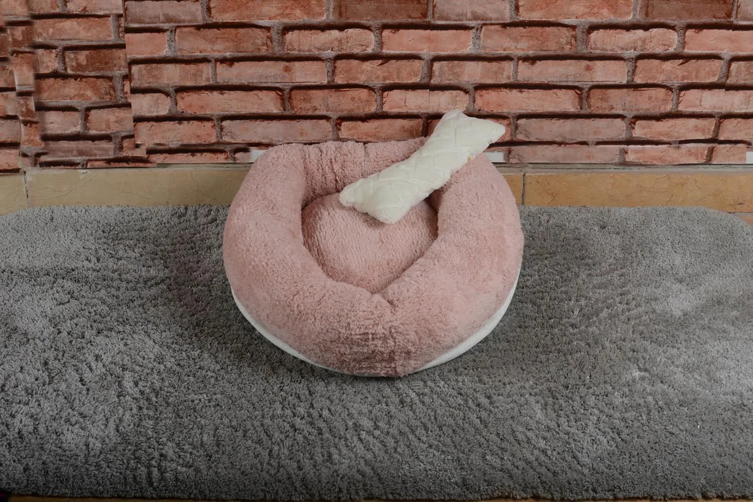 Cookie Pet Sherpa Polar Yıkanabilir Yuvarlak Köpek Kedi Yatağı 60 Açık Pudra