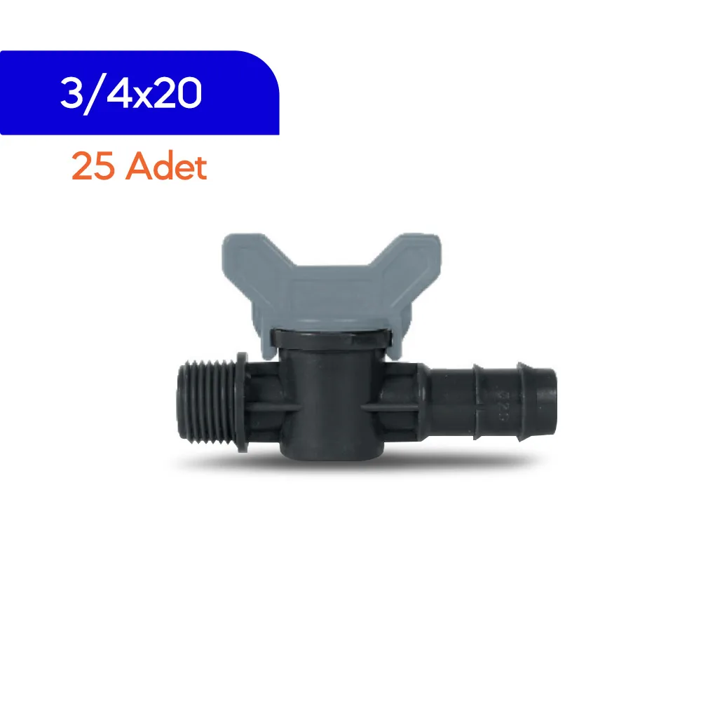 Akplas - Tarım Sulama Sistemleri-Mini Vana-Kurtağzı-Dış Dişli-3/4*20 25 Adet